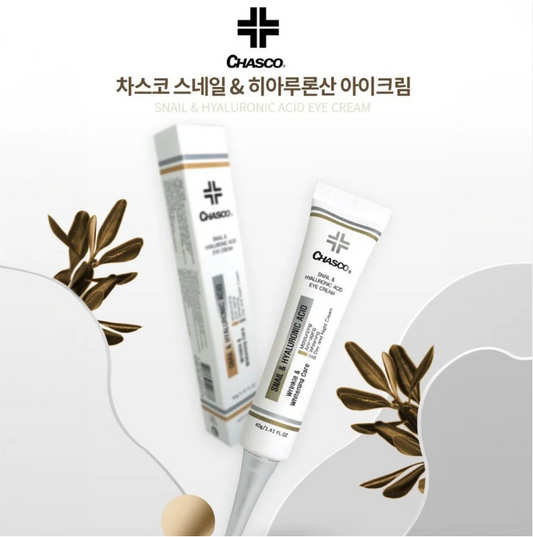Chasco Snail & Hyaluonic Acid Oogcrème 40m, Korean-Skincare