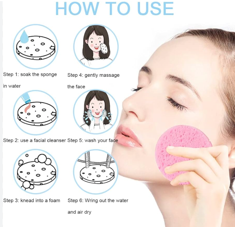 Compressed cellulose facial sponges-cleansing, Korean skincare
