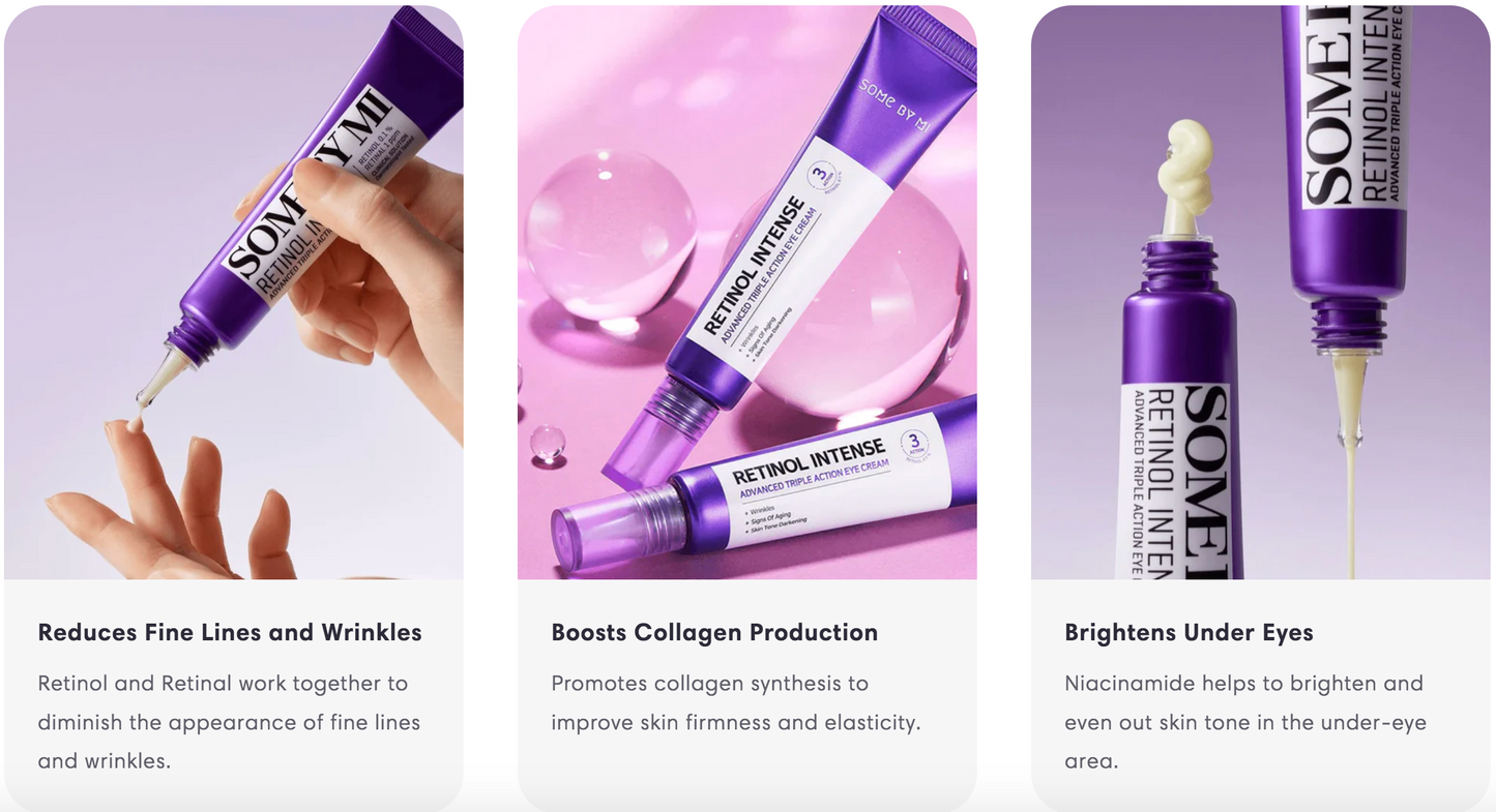 Some By Mi - Retinol Intense Advanced Triple Action Eye Cream - Anti-Wrinkle Eye Cream with Retinol – 30ml, Korean skincare