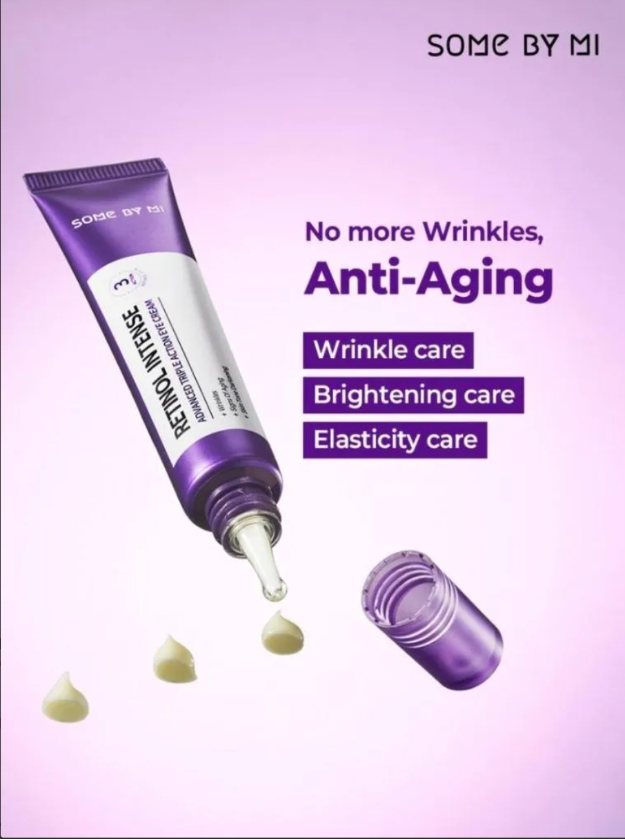Some By Mi - Retinol Intense Advanced Triple Action Eye Cream - Anti-Wrinkle Eye Cream with Retinol – 30ml, Korean skincare