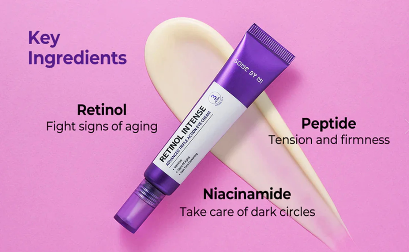 Some By Mi - Retinol Intense Advanced Triple Action Eye Cream - Anti-Wrinkle Eye Cream with Retinol – 30ml, Korean skincare