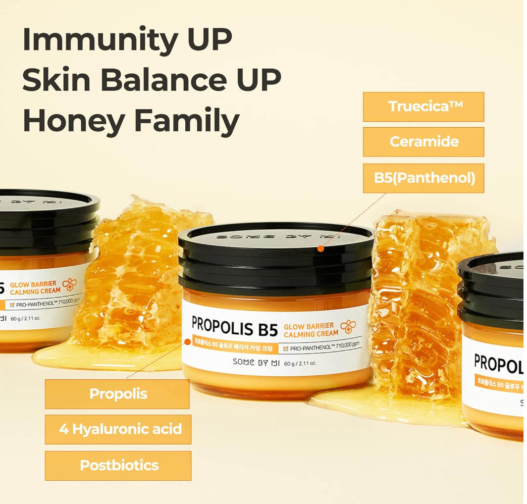 Some By Mi - Propolis B5 Glow Barrier Calming Cream - Regenerating Face Cream with Propolis – 60g, Korean skincare