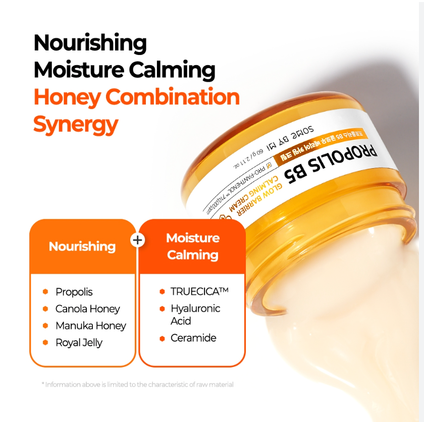 Some By Mi - Propolis B5 Glow Barrier Calming Cream - Regenerating Face Cream with Propolis – 60g, Korean skincare