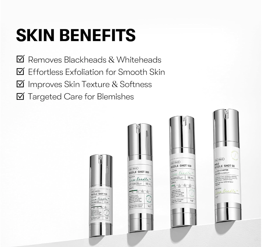 VT Cosmetics – Reedle Shot 300 – Micro-needle Face Booster – 50ml, Korean skincare