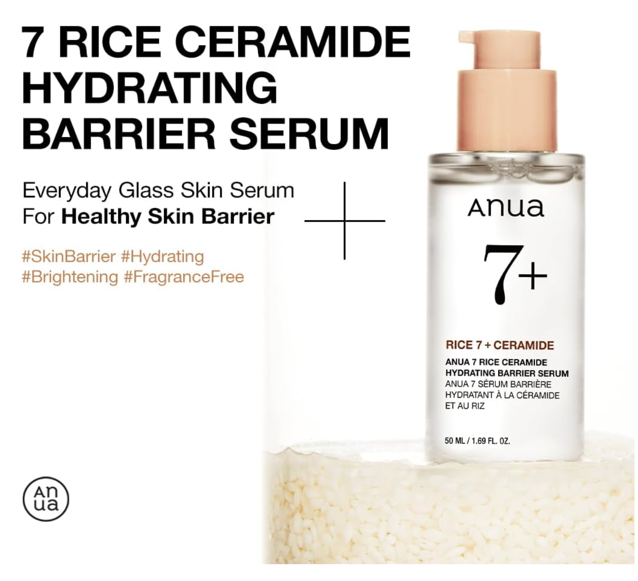 Anua – Rice 7 Ceramide Hydrating Barrier Serum – 50ml, Korean Skincare