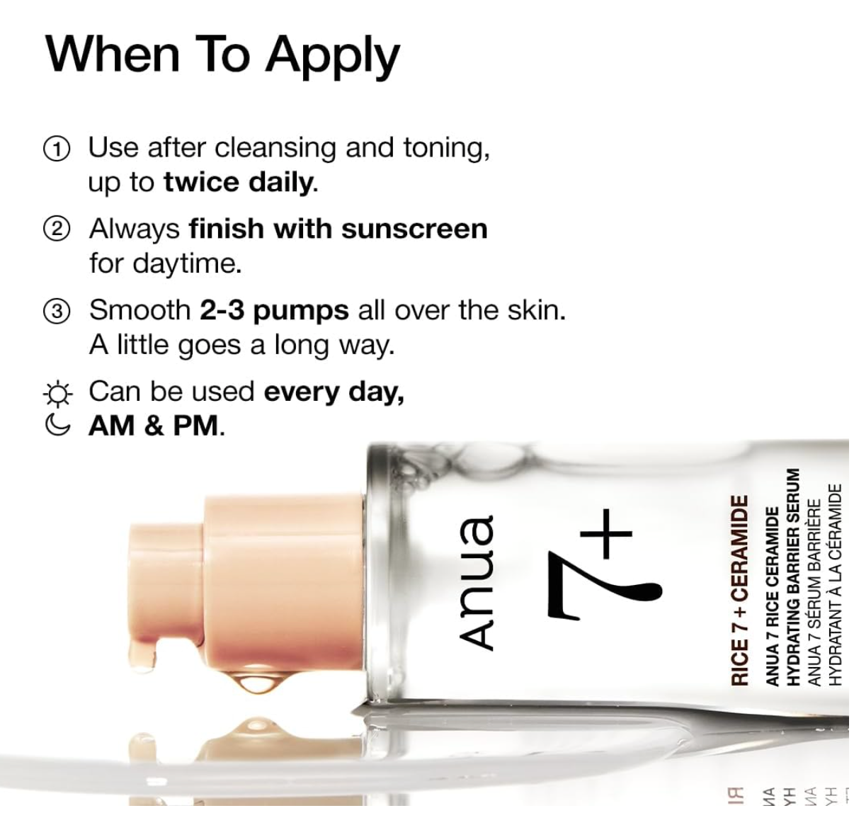 Anua – Rice 7 Ceramide Hydrating Barrier Serum – 50ml, Korean Skincare