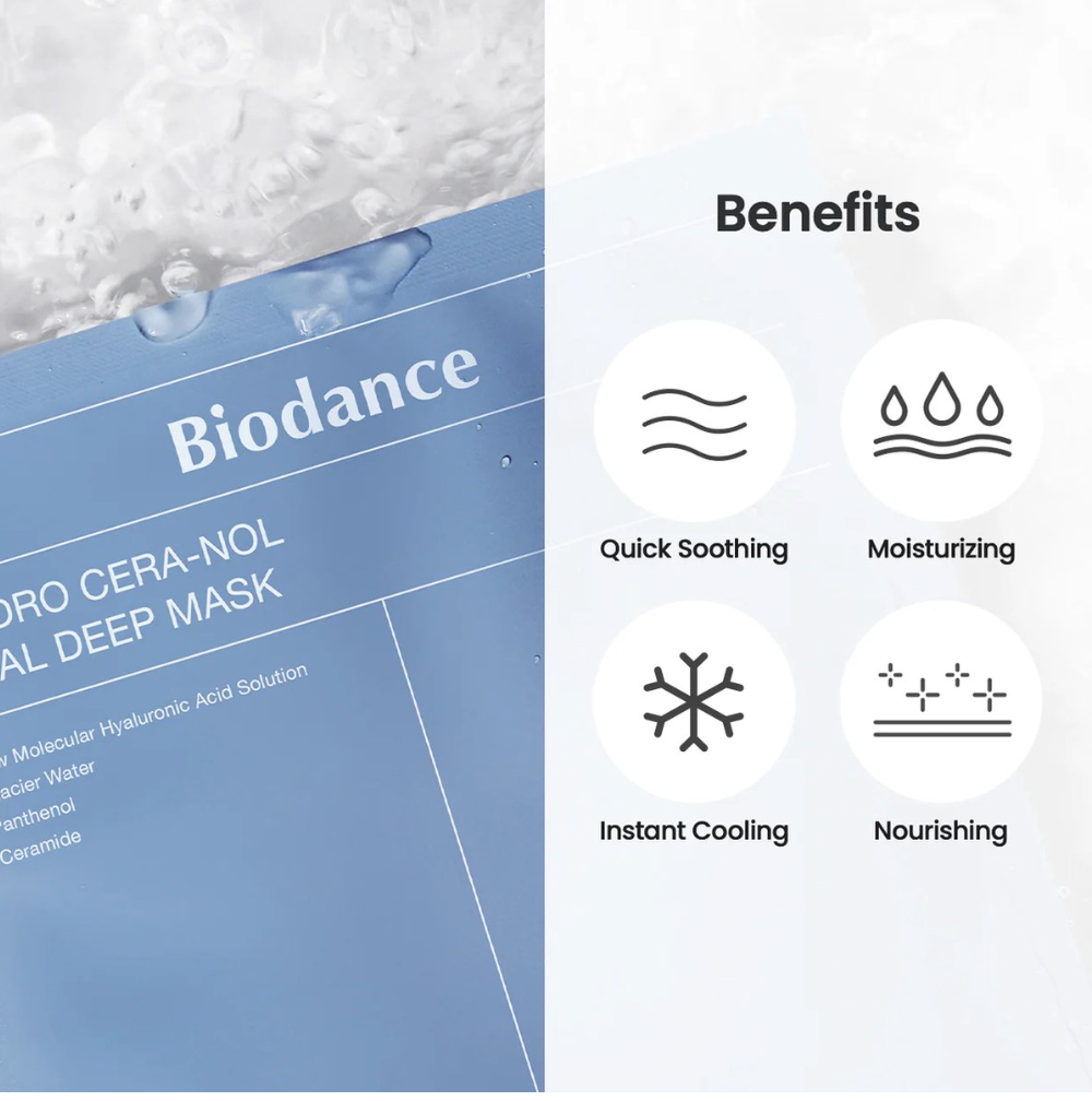 Biodance – Hydro Cera-nol Real Deep Mask – Moisturizing Collagen Face Mask – 1pc / 34g, Korean Skincare