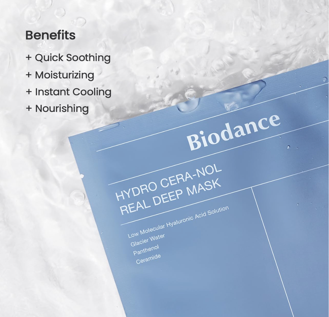 Biodance – Hydro Cera-nol Real Deep Mask – Moisturizing Collagen Face Mask – 1pc / 34g, Korean Skincare