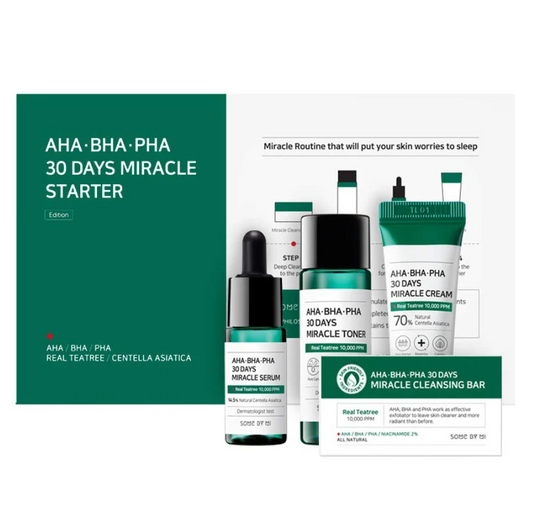 Some By Mi - AHA BHA PHA 30 Days Miracle Starter - Cosmetic Care Kit with AHA, BHA, PHA acids, Korean skincare