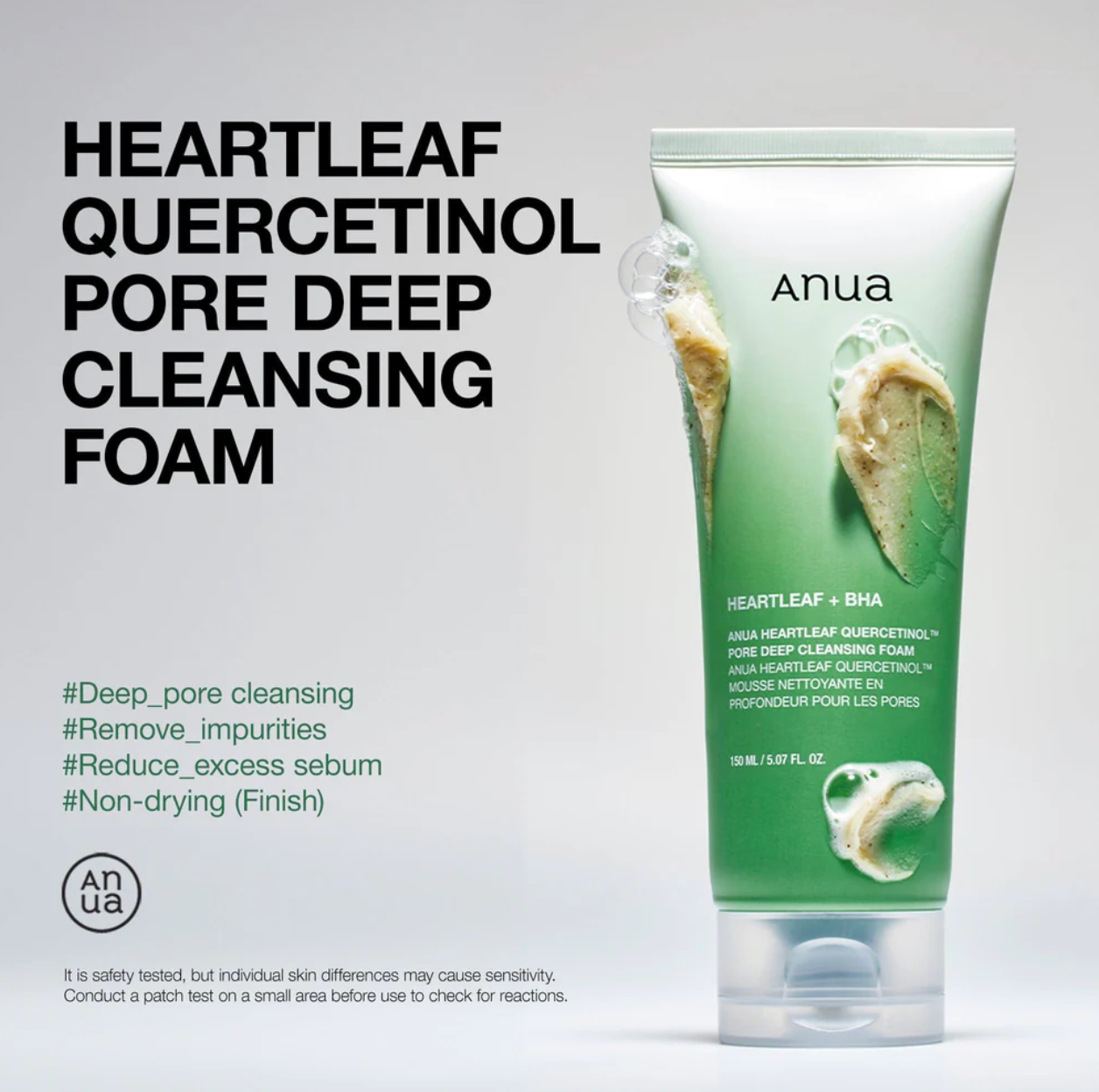 Anua - Heartleaf Quercetinol Pore Deep Cleansing Foam - 150ml, Korean skincare